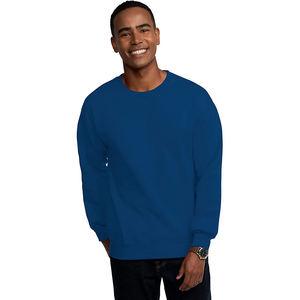 Sweat-shirt à col rond bleu royal pour homme, coupe classique, 100% coton, tricoté, décontracté - Product Image 1