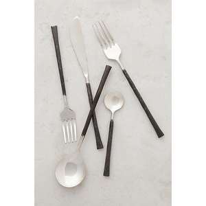 Juego de cubiertos de acero inoxidable estilo francés con acabado plateado y negro, juegos de cubiertos de alta calidad para restaurantes y eventos. - Product Image 1