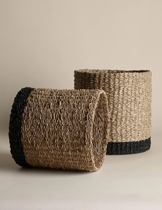 ชุดตะกร้าซักผ้าทรงกลมแบบซ้อนได้ 2 ใบ ตะกร้าเก็บของในบ้าน ของตกแต่งห้องนอน ฐานสีดำ - Product Image 4