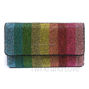 MRS Handmade Foldable Clutch <b>Bag</b> Rainbow Beaded Custom Embroidered Envelope Durable Bride <b>Gift</b>/Bachelorette Coin Casual Handbag - Product Image 5