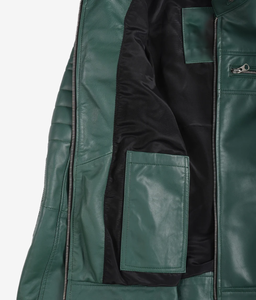 Veste de motard en cuir véritable vert pour femme, coupe ajustée, style Cafe Racer, cuir véritable de qualité supérieure, logo personnalisé, vente en gros OEM - Product Image 5