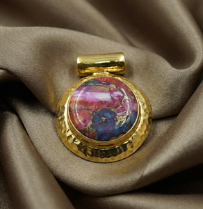 Pendentif en turquoise naturelle rose, fait main, argent sterling 925, forme ronde, bijoux bohèmes, cadeau pour elle, cadeau de Noël - Product Image 4