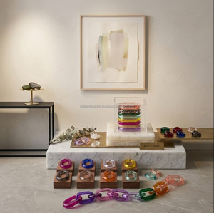 Decoración de Pared de Eslabones de Cadena de Resina Transparente y Colorida, Decoración Moderna Lavable para Sala de Estar y Oficina, Temas de Letras y Naturaleza, Boda - Product Image 4