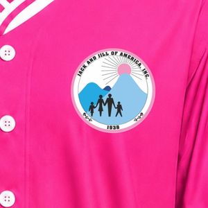 Maillot de baseball rose vif pour femme avec patch brodé, manches courtes, boutons sur le devant, col en V, bordure blanche, vêtements de sport décontractés pour équipe - Product Image 4