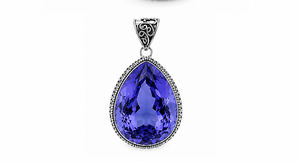 Blue Sapphire Silver Pendant, Pear Shape Gemstone <b>Necklace</b>, Sterling Silver Jewelry, September Birthstone Gift - Product Image 2