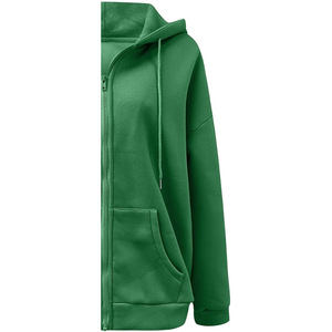 Sweat à capuche d'hiver pour femme 100% coton molletonné écologique respirant coupe-vent brodé surdimensionné avec logo frontal uni bleu foncé OEM - Product Image 5