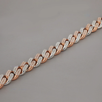 Pulsera de Cadena Cubana Unisex Plateada en Plata de Ley Stirling con Incrustaciones de Diamantes, Estilo Hiphop, Regalo, Joyería de Moda