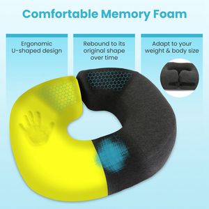 Cuscino Ergonomico a Ciambella in Memory Foam per Sedia, Cuscini per Coccige, Pavimento Pelvico e Supporto Lombare - Product Image 4