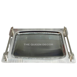 Rectangle Decorative <b>Serving</b> Trays <b>Set</b> without Handles Custom Nordic Unique Modern Large Luxury Silver Metal Creative - Product Image 5