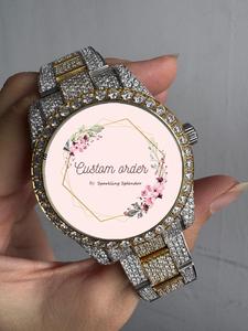 นาฬิกาข้อมือผู้ชายแบบอัตโนมัติ สองสี ประดับเพชรโมอิสซาไนต์ หน้าปัดกระจก 20 มม. ตัวเลขโรมัน ประดับเพชรเต็มเรือน สไตล์ฮิปฮอป - Product Image 3