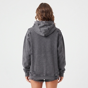 Sudadera con Capucha de Forro Polar para Mujer, Estampado Gráfico Personalizado, Gris Desgastado, Sudadera de Invierno Informal de Algodón con Bolsillos - Product Image 6