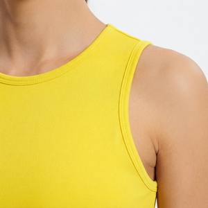 Vestido de Tenis Amarillo sin Mangas para Mujer, Ajustado, de Color Sólido, Transpirable, Ropa Deportiva de Verano - Product Image 3