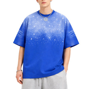 Camiseta Oversize Personalizada con Pedrería Brillante, Transpirable, 100% Algodón de Alto Gramaje para Hombre, 250-300GSM, Lavado Ácido, Cuello Redondo - Product Image 1