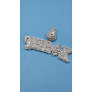 Hip Hop Bling Name Pendant <b>Iced</b> Out Moissanite Diamond Necklace Money Bag <b>Chain</b> Gift Jewelry - Product Image 1