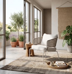 Fauteuil de jardin moderne de luxe en rotin tressé avec structure en métal thermolaqué pour projets hôteliers - Product Image 3