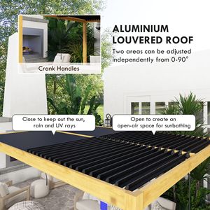 Pergola in Alluminio Nero Naturale 10x13ft con Tetto a Lamelle Regolabile Impermeabile Anti-UV, Gazebo Rigido per Patio e Giardino - Product Image 4