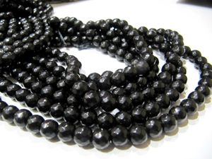 Perles rondes facettées en onyx noir de 10 mm, longueur 14-15 pouces - Product Image 2