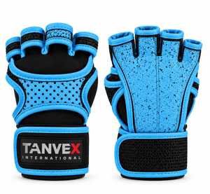 Gants de sport TANVEX INTERNATIONAL à demi-doigts en PU et maille respirante, antidérapants, avec sangle de poignet réglable, unisexes, pour la musculation et le fitness - Product Image 5