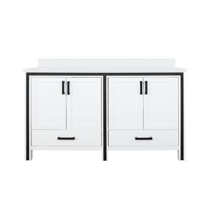 60 pollici. W X 22 In. D bianco doppio bagno vanità con marmo coltivato Top bagno vanità - Product Image 1