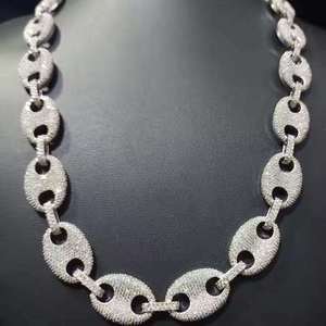 Collar de Cadena Ovalada de Lujo con Incrustaciones de Diamantes VVS Moissanite, Joyería Hip Hop para Hombre, Unisex, Estilo Premium - Product Image 1