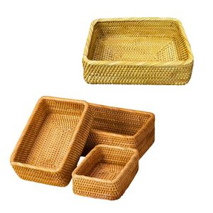 Cesta/Bandeja Rectangular de Mimbre Resistente, Juego de 3 Piezas, Colección de Decoración Natural para el Hogar - Product Image 1
