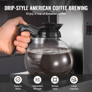 Macchina per Caffè Americano Elettrica Commerciale, Capacità 12 Tazze con 2 Caraffe in Vetro, 2 Piastre Riscaldanti per Decanter, Design in Acciaio Inossidabile - Product Image 6