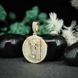 Pendentif Jésus en Moissanite, Argent Sterling 925 Plaqué Or, Style Hip Hop Iced Out pour Hommes, Bijoux - Product Image 4