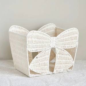 Bow beautiful storage basket white color for kid's decor made in Vietnam with wholesale price - Product Image 1