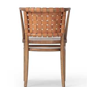 Silla de Comedor de Madera Maciza con Respaldo de Cuero Tejido, Silla Nórdica Escandinava para Cafetería, Hotel, Restaurante - Product Image 4