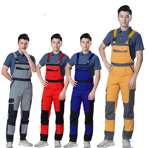 Combinaison de travail orange pour hommes, en coton, résistante à l'abrasion, avec bretelles réglables, combinaison de travail robuste - Product Image 6