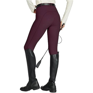 Pantalones de equitación de cintura alta para mujer, color liso, ajuste ceñido, asiento completo con agarre, con bolsillo con cremallera, morado - Product Image 2