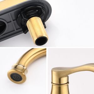 Rubinetto da Bagno a 4 Pollici con Beccuccio Girevole a 360 Gradi e Scarico Pop-Up, Finitura Oro Spazzolato, per Vasca e Doccia - Product Image 5