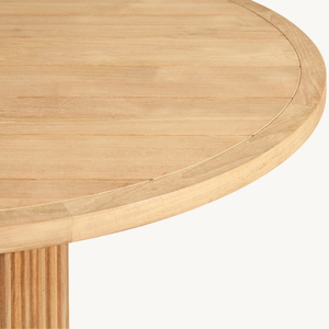 Mesa redonda de estilo moderno y sencillo, adecuada para restaurantes o comedores al aire libre, hecha de madera de teca duradera. - Product Image 4