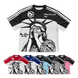 Maillot de football personnalisé à motif graphique, T-shirt de sport en maille oversize, imprimé statue, streetwear, manches courtes, vente en gros - Product Image 6