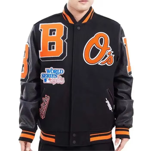 Blouson universitaire Boston pour homme, avec lettres brodées sur le devant, imperméable, écologique, épais, style streetwear décontracté, col rond, coupe classique - Product Image 4