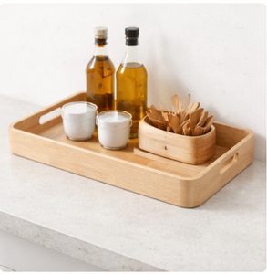 Eco-friendly Natural Bamboo Serving <b>Tray</b> With Built-In Handles Rectangular Minimalist Wooden <b>Tray</b> For Breakfast In <b>Bed</b> Coffee - Product Image 2