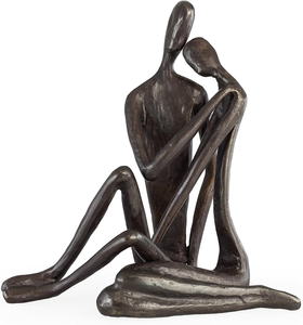 Sculpture artisanale en fonte de fer de couple enlacé, statue romantique d'amoureux, figurine abstraite en métal, décoration d'amour pour couple - Product Image 1