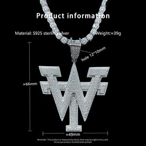 Pendentif Lettre en Moissanite Plaqué Or 18K, 39g, en Argent Sterling 925 Micro-Pavé, Bijou Unisexe Hiphop pour Homme, Idéal pour Fêtes et Déclarations - Product Image 5