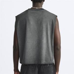 Débardeur Homme Noir Personnalisé Coupe Courte et Ample Sans Manches – T-shirt de Sport Musculation de Haute Qualité en Tissu Lourd – Gilet de Gym Streetwear - Product Image 3