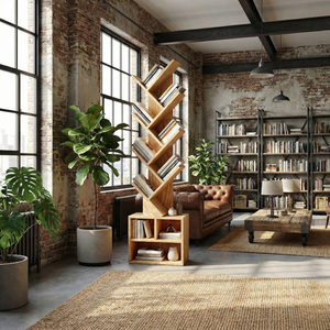DISICO 4-Tier Wood Bookshelf Natural Color Modern Minimalist Design Freestanding Space Saving Home Office Furniture - Product Image 6