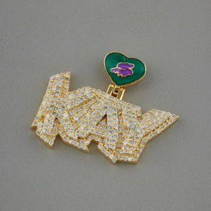 King Letter Pendant Gold Plated Crystal Rhinestone Themed Charm Hiphop Style For Unisex Fashion Jewelry - Product Image 4