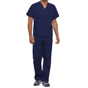 Tenues Médicales Imperméables pour Infirmiers : Ensemble Haut et Pantalon Zippé en Rayonne Extensible 4 Directions pour Hommes, Col en V - Product Image 4