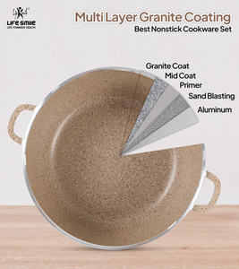 Ensemble complet d'ustensiles de cuisine antiadhésifs en granit avec couvercles, poignées de poêle amovibles, ensemble de cuisine pratique et luxueux - Product Image 3