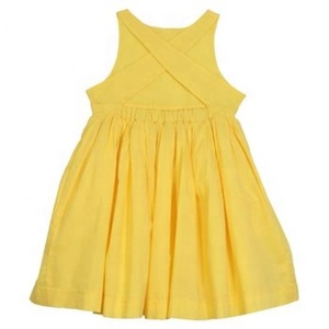 Alluring Solid Girls Designer Cross Back Cotton Dress With Elasticated Waist & Gathered Full Skirt Perfect Summer Wear Dress - Product Image 3