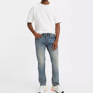 Jean en denim délavé pour homme, coupe slim, bleu délavé soleil, style vintage, streetwear décontracté, vente en gros, personnalisable - Product Image 2