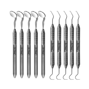 Hu-Friedy Lote de 10 mangoles MH6 con espejo y Explorer EXD56 # 5 Instrumentos Dentales Manuales de Acero Inoxidable con Certificación CE - Product Image 1
