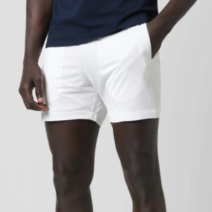 Shorts décontractés pour hommes et garçons, blancs, couleur unie, en toile respirante 100 % coton, séchage rapide, taille mi-haute, fermeture élastique - Product Image 2