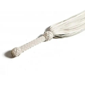Leather Whip With Braided Handle And Multiple Straps For <b>Equestrian</b> Use - Product Image 5