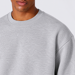 <b>Men's</b> <b>Grey</b> Crew Neck <b>Sweatshirt</b> Regular Fit Cotton Fleece Pullover Casual Solid Long Sleeve Top Autumn - Product Image 3
