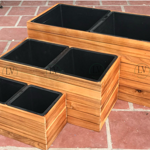 Outsunny Acacia Wood <b>Planter</b> Box With Trellis, Natural <b>Raised</b> Beds For Garden Patio, Outdoor <b>Planter</b> Box Wholesale From Vietnam - Product Image 5